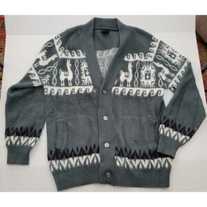 Tejidos Ruminahui 100% Wool Cardigan Sweater Made in ECUADOR Llama Aztec Large